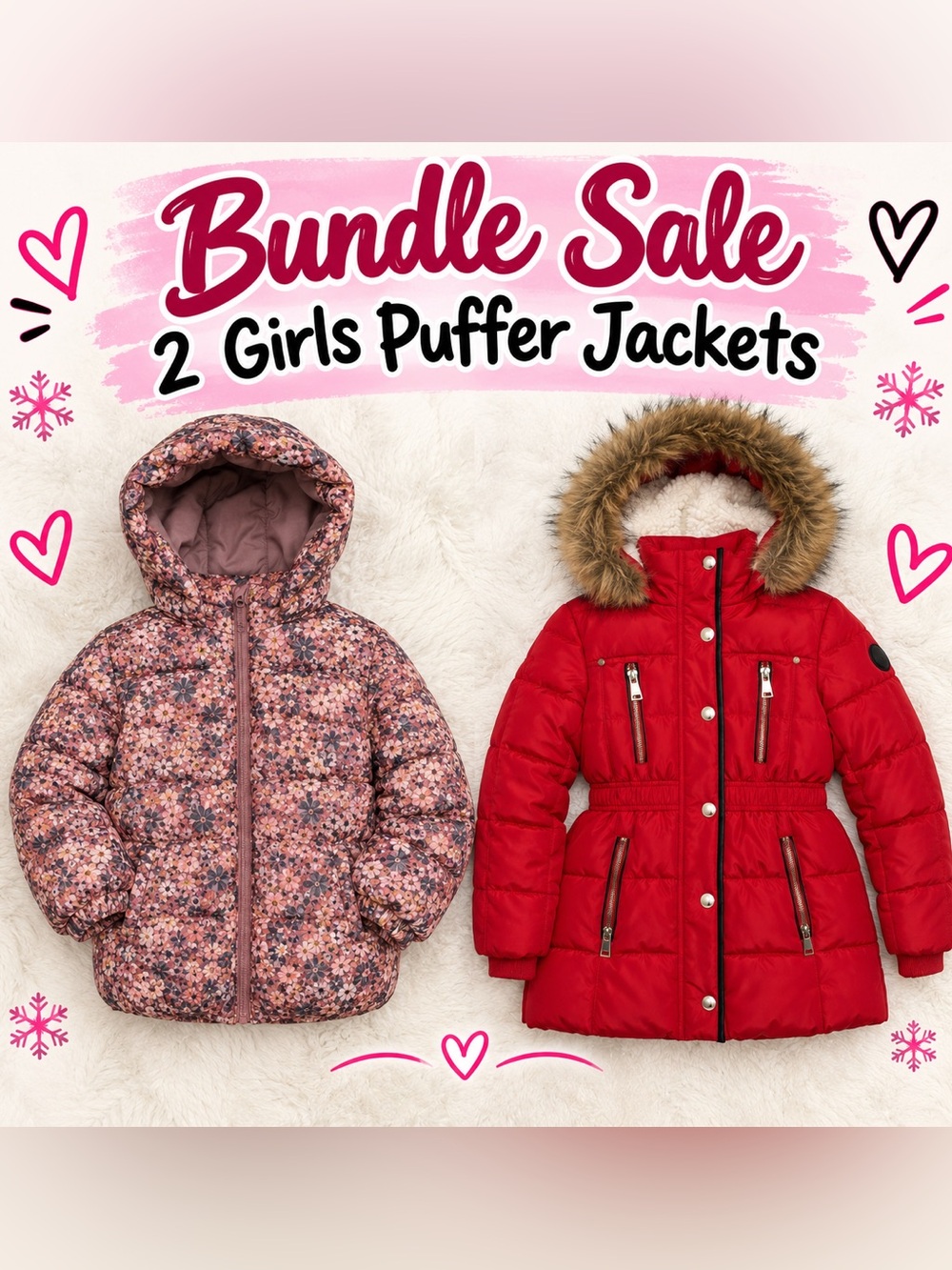 Bundle Sale – 2 Girls’ Winter Puffer Jackets | DKNY + H&M ❄️💕
